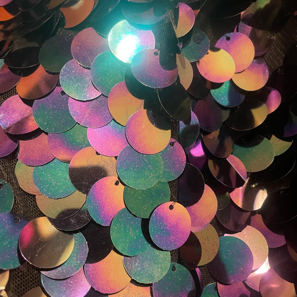 iHeartRaves Black Disco Mermaid Sequin Mini Skirt Size M NWOT Rave Festival EDM - Picture 8 of 9
